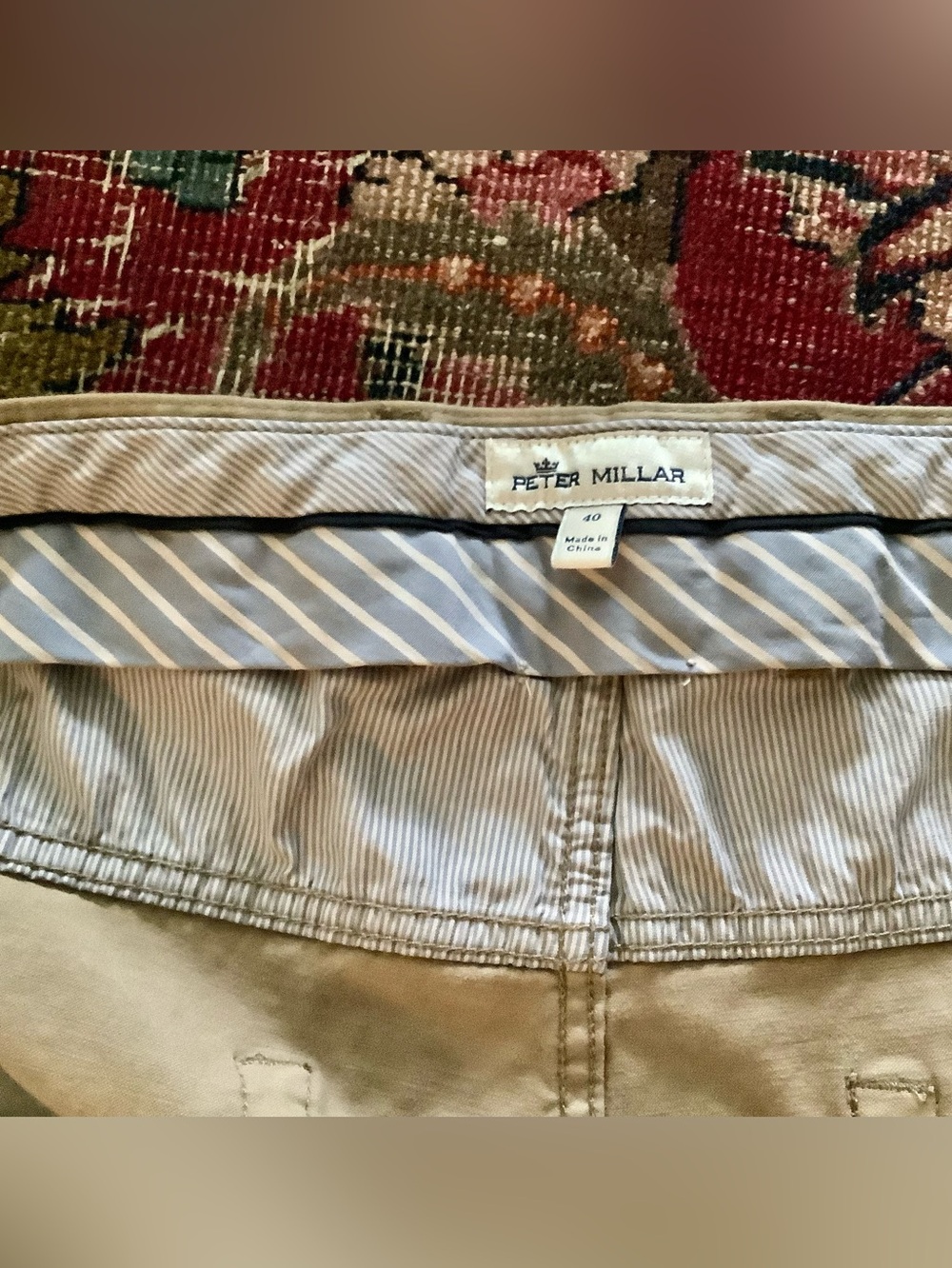 Peter Millar Khaki Chino Pants - Tan 5-Pocket Straight Stretch - Sz 40x30 - Picture 6 of 11